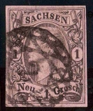 Sachsen, Michel-Nr. 9 II, Stempel Nr. 2 (LEIPZIG)