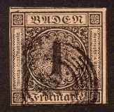 Baden, 1 Kreuzer 1851, Mi.-Nr. 1.b, Nummern-Stempel