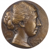 Bronzemedaille Unikat, Kopfrelief einer Dame (Sylvia Kalm), 1909