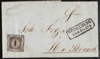 Baden, Mi.-Nr. 5, 1 Kreuzer 1853, kompletter Brief Heidelberg