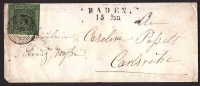 Baden, 3 Kreuzer 1858, Mi.-Nr. 6, Brief BADEN