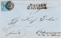 Bayern, Mi.-Nr. 2.II, Platte 4, 3 Kreuzer 1849, Brief München-Ob