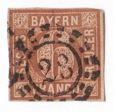 Bayern, Mi.-Nr. 4.II, 6 Kreuzer 1850, Stempel 28