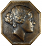 Bronzemedaille, Kopfrelief junge Dame (Paula Schmidt), 1906