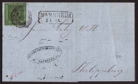 Baden, 3 Kreuzer 1853, Mi.-Nr. 6, Brief Mannheim PHILIPPSBURG