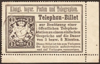 Bayern  Telefon-Billet, Telefon-Billet 1 Mark, TB 22b, Rundstemp