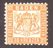 Baden, Mi.-Nr. 22.b, 30 Kreuzer 1862, *